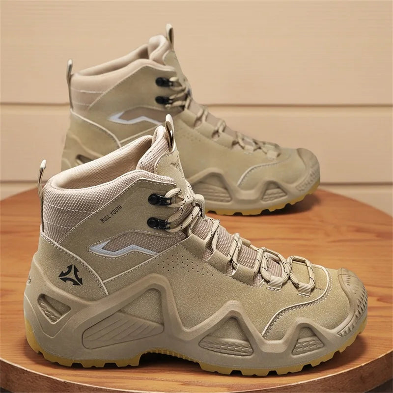 Botas tácticas para hombre con correas para entrenamiento de combate; impermeables, transpirables y multifuncionales (ideales para senderismo y motociclismo).