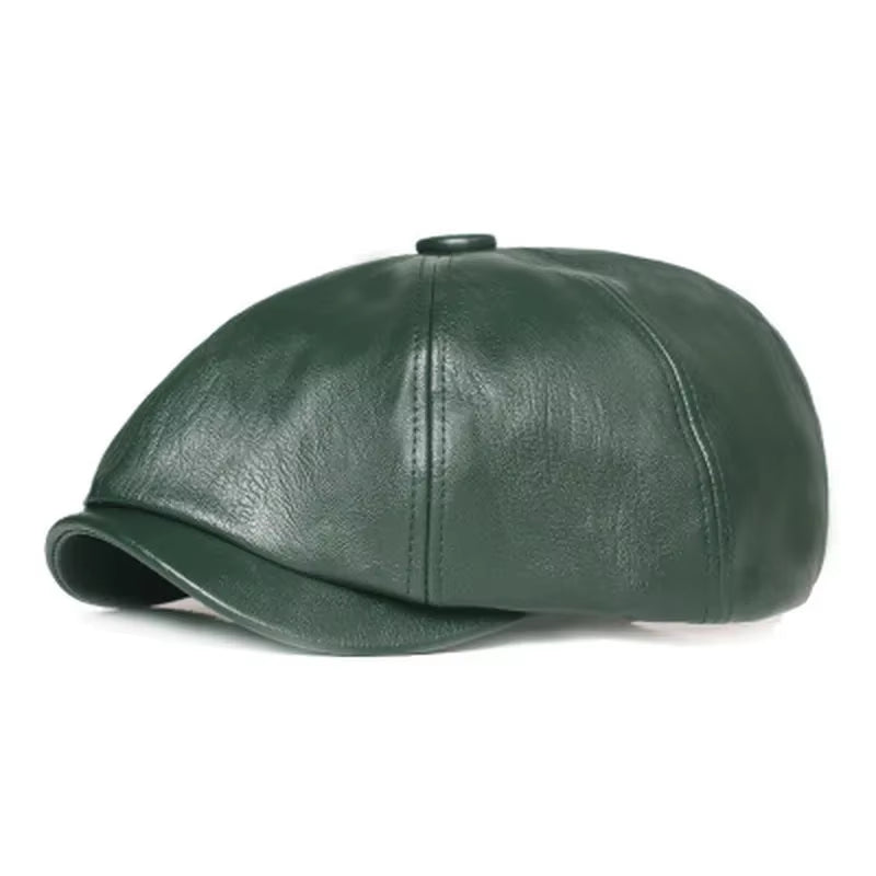 Retro Octagonal Leather Hat Autumn Men'S Beret Elegant Fashion Cap Snapback Caps for Men Women
