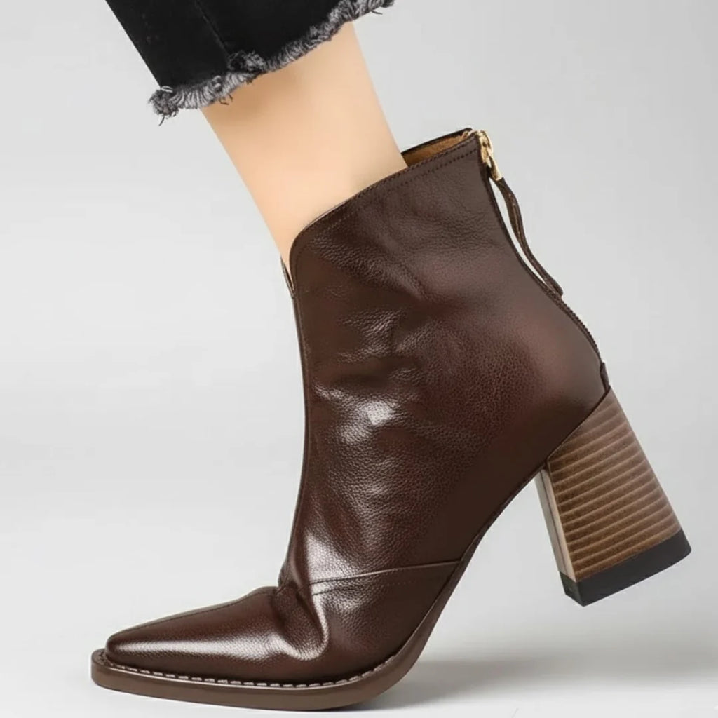 Helena™ | Botas De Cano Curto De Luxo Com Salto Médio