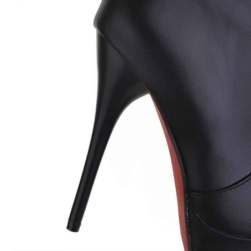 Botas largas sexis para mujer, modelo 2026, de piel sintética (PU), por encima de la rodilla, con tacón fino alto y plataforma.