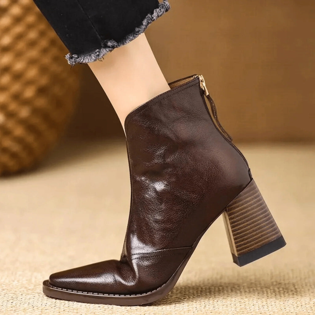 Helena™ | Botas De Cano Curto De Luxo Com Salto Médio