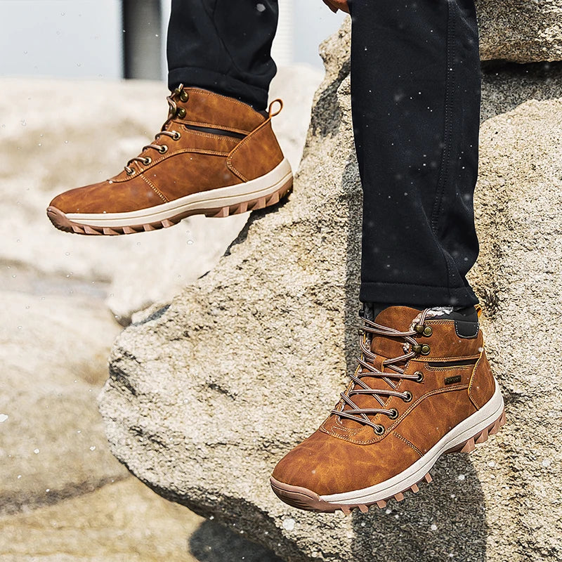 Winter Waterproof Men Boots Plush Super Warm Snow Boots for Men Sneakers Big Size 48 Men Ankle Boots Outdoor Shoes Botas Hombre