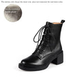 2026 Winter Genuine Leather Women Boots round Toe Thick Heel Lace up Fashion Ankle Boots Retro Boots Platform Shoes Heels Grown