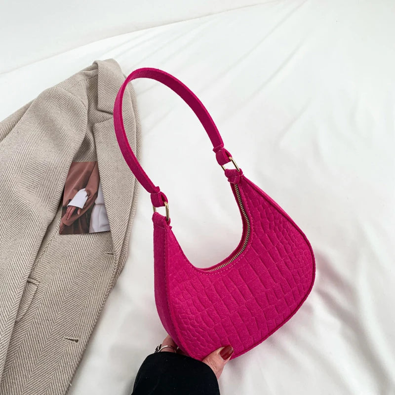 (.) Women Top-handle Bags Autumn Winter Fashion Bag New Fashion Shoulder Bag Portable Women's Bag Bolso Mujer Handbags Felt