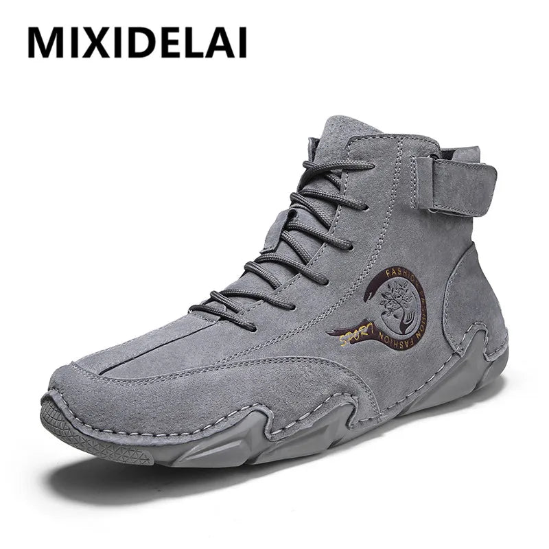 Big Size Men'S Boots Breathable Men'S Genuine Leather Boots Soft Sole Comfortable Men'S Ankle Boots Outdoor Men'S Casual Shoes