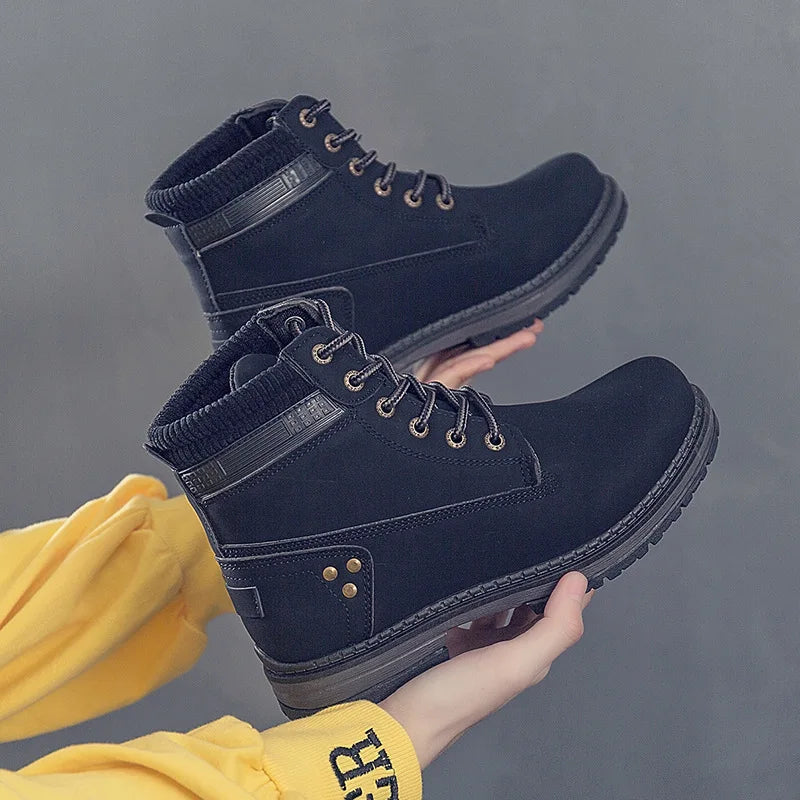 Spring Autumn New Women Boots Riding Equestrian Ankle Boots Ladies Platform Boots Lace-Up plus Size 36-41 Woman Fashion Shoes