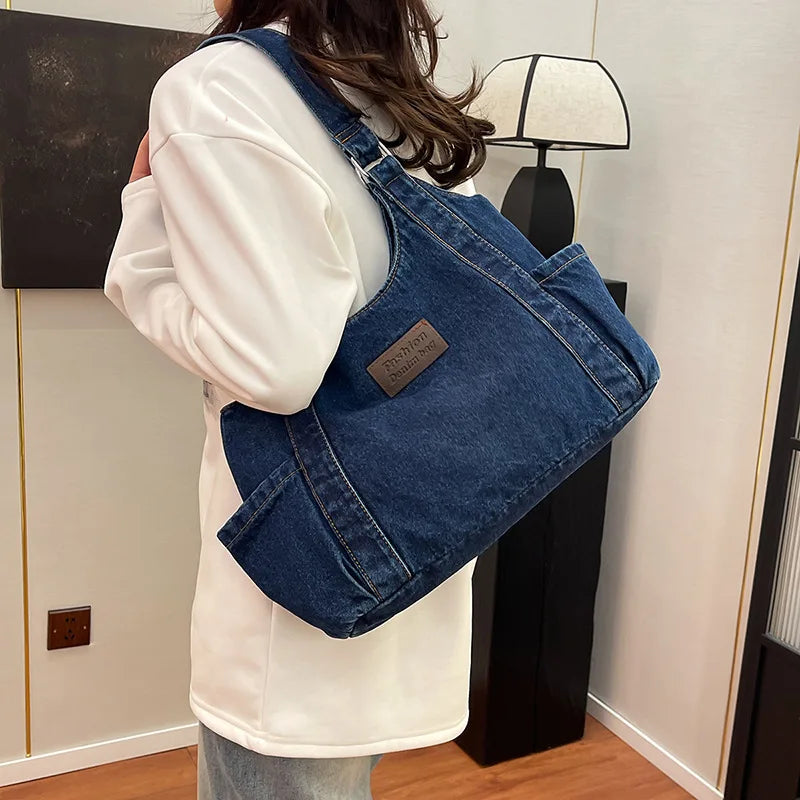 Cowboy Canvas Tote Bag for Women Shoulder Bags Shopping Bag Class Bags for Girl Casual Fashion Designer Bag Bolso Marca Lujo Sac