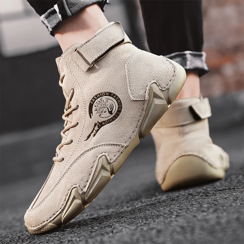 Big Size Men'S Boots Breathable Men'S Genuine Leather Boots Soft Sole Comfortable Men'S Ankle Boots Outdoor Men'S Casual Shoes