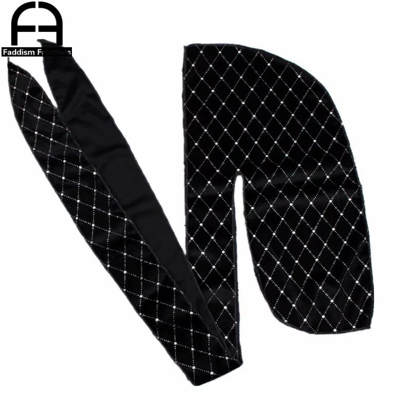 Premium Men'S Shiny Velvet Durags Turban Hat Bandanas Headwear Men Striped Durag Waves Caps Hair Accessories Pirate Hat Rag
