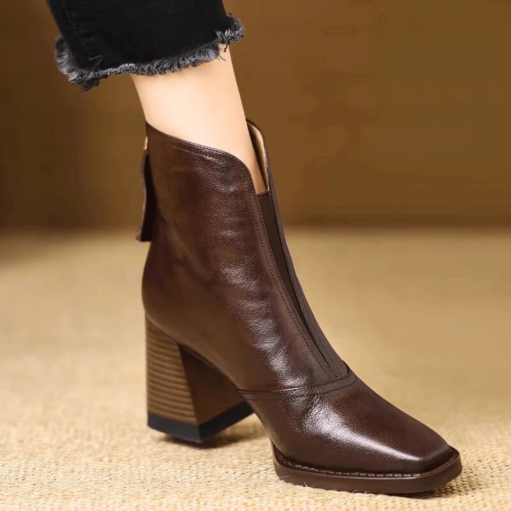 Helena™ | Botas De Cano Curto De Luxo Com Salto Médio
