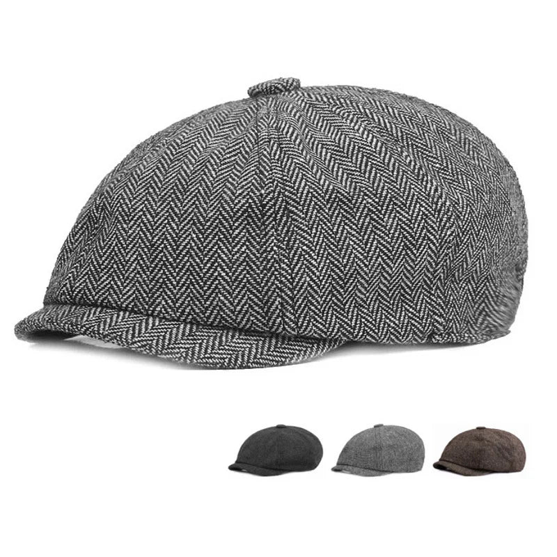 Wool Caps Men Herringbone Flat Caps Gatsby Cap Woolen Driving Hats Vintage Inspired Hat Winter Peaky Blinders
