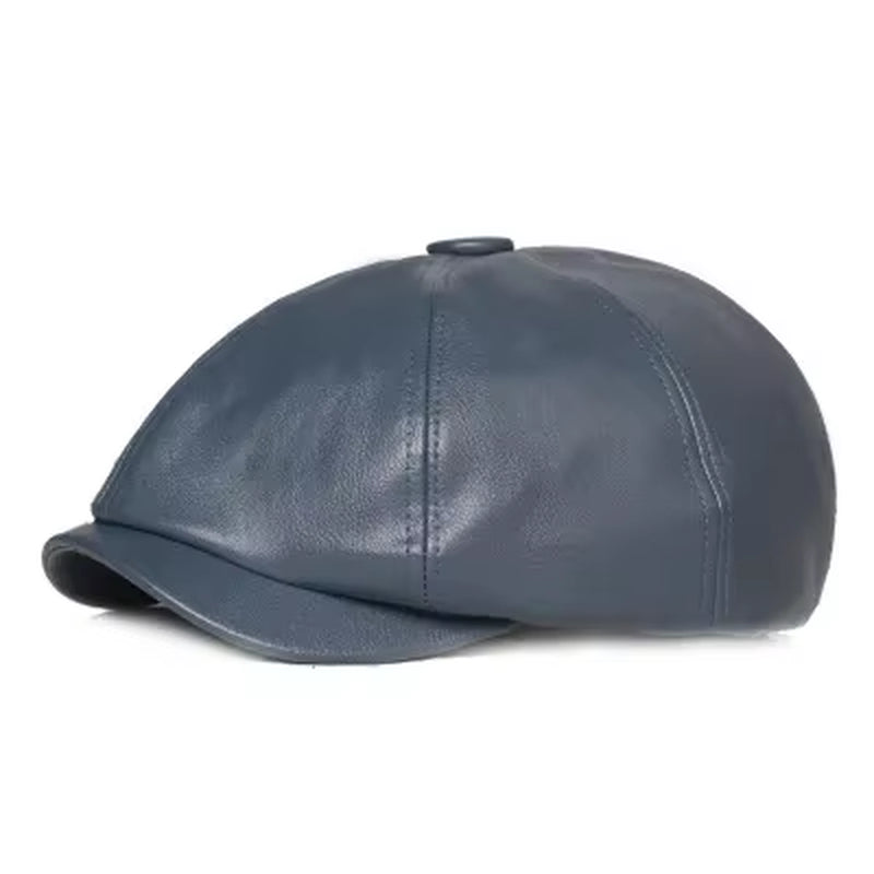 Retro Octagonal Leather Hat Autumn Men'S Beret Elegant Fashion Cap Snapback Caps for Men Women