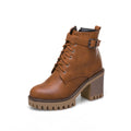 Boats Women 2026 New Winter Female High Heel Lace up Ankle Boots Buckle Platform Artificial Leather Ladies Shoes Zapatos Mujer