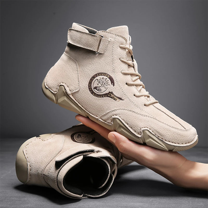 Big Size Men'S Boots Breathable Men'S Genuine Leather Boots Soft Sole Comfortable Men'S Ankle Boots Outdoor Men'S Casual Shoes