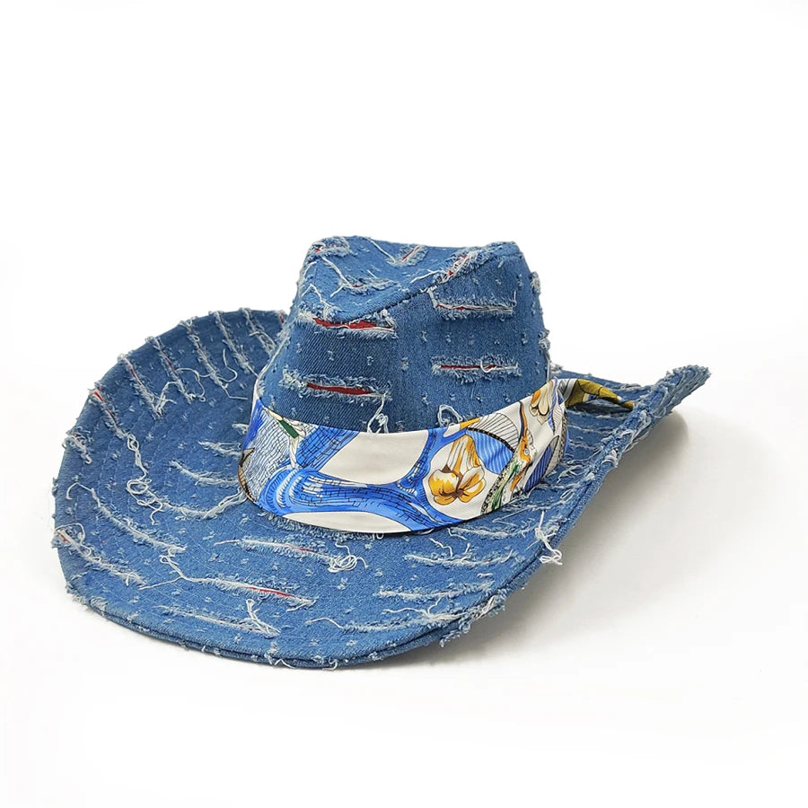 Sombrero vaquero de mezclilla y estilo pescador para hombre y mujer; sombrero de verano para exteriores y playa con protección solar.