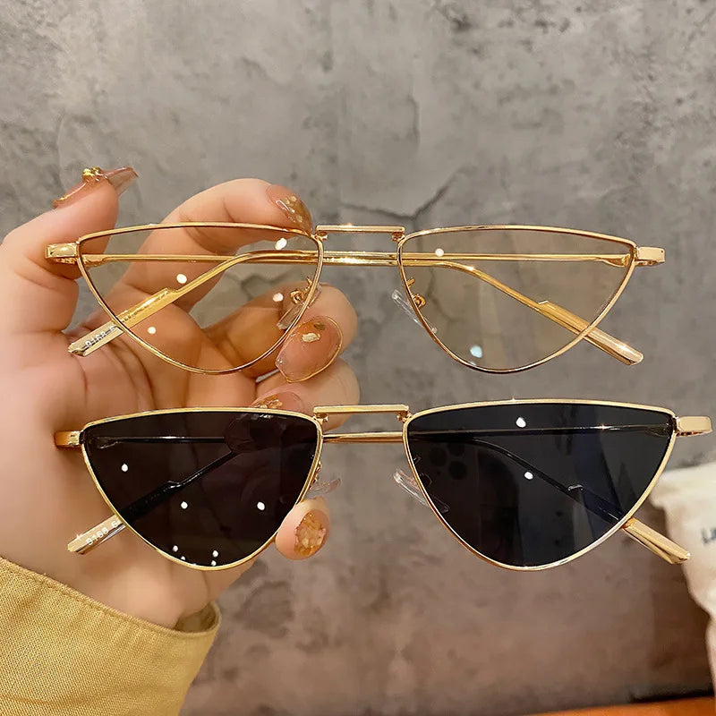 Cat Eye Sunglasses Luxury Brand Design Women Metal Triangle Sun Glasses Fashion Lady Shades UV400 Eyewear Oculos Gafas De Sol