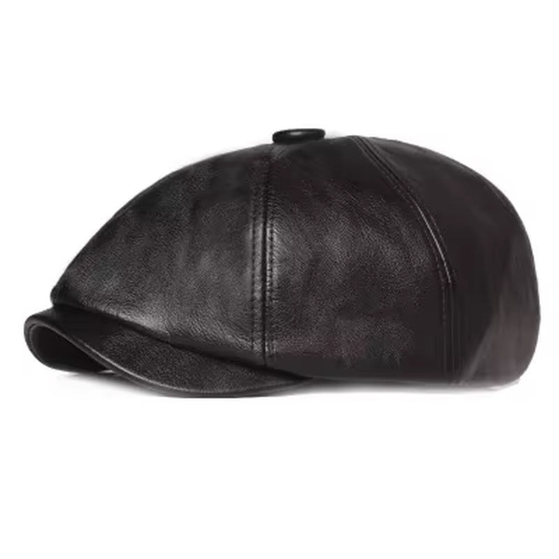 Retro Octagonal Leather Hat Autumn Men'S Beret Elegant Fashion Cap Snapback Caps for Men Women