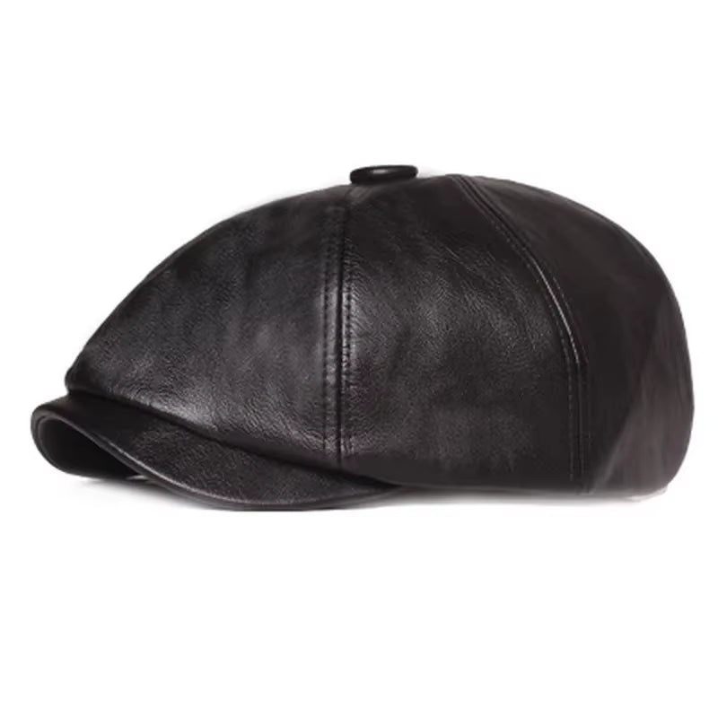 Retro Octagonal Leather Hat Autumn Men'S Beret Elegant Fashion Cap Snapback Caps for Men Women
