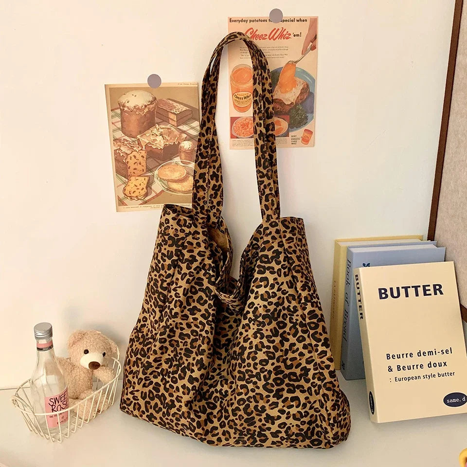 High Quality Large Capacity Canvas Hasp Women's Tote Bags 2025 on Sale brand Leopard Print Female Shoulder Bags Bolso Mujer