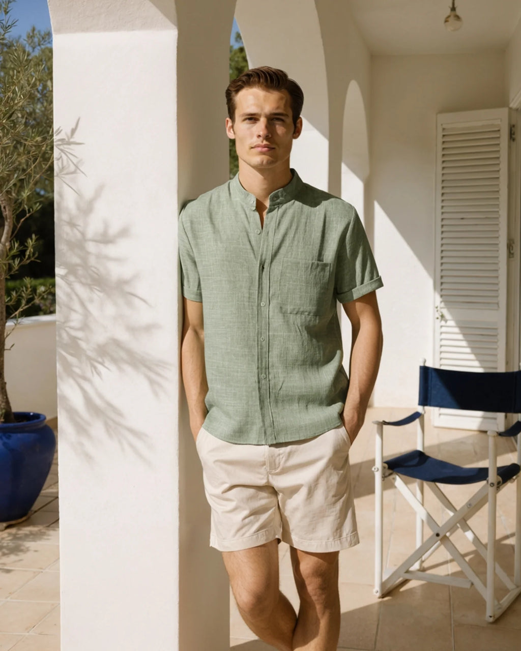 CAMISA LINHO MONACO SAGE