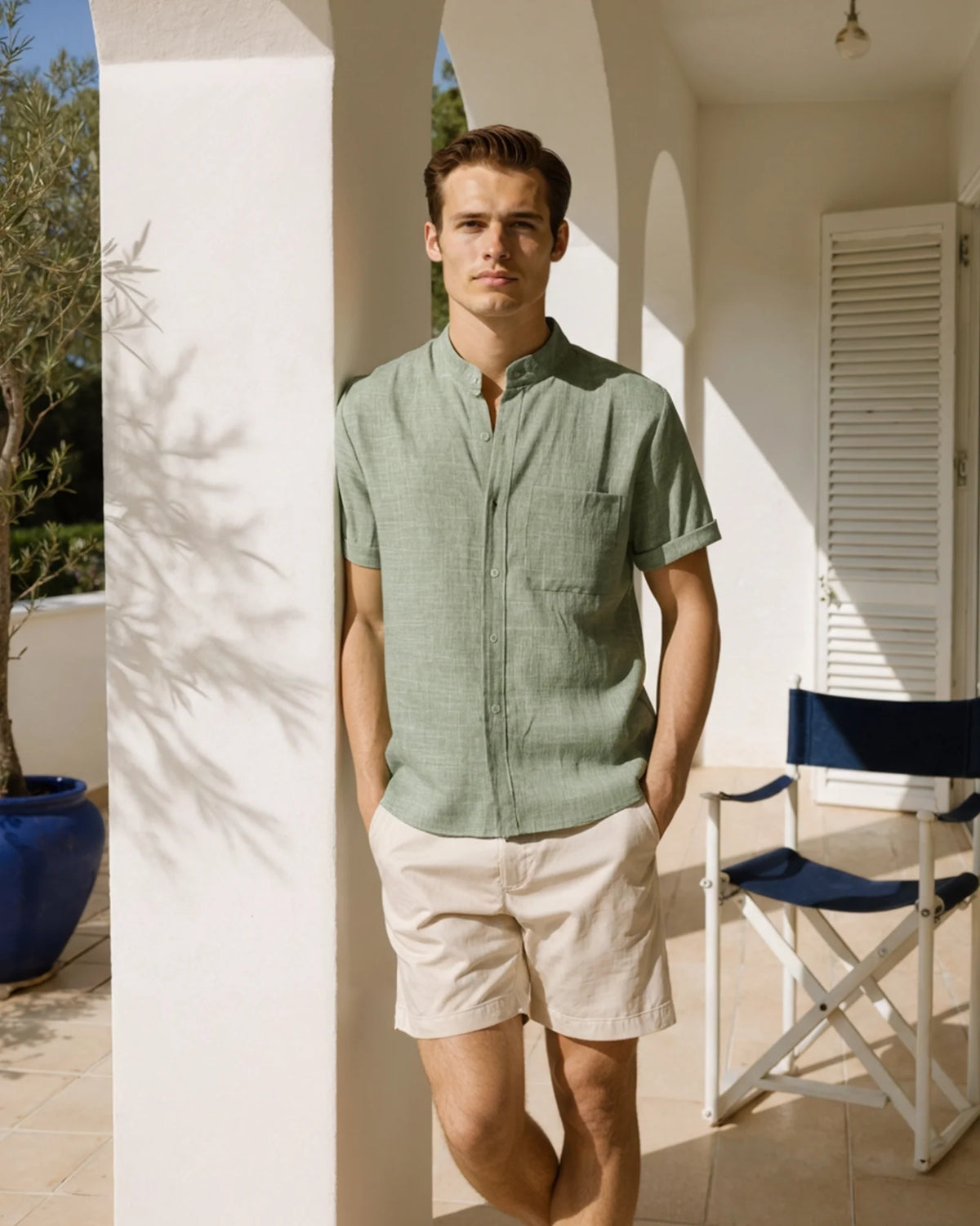 CAMISA LINHO MONACO SAGE