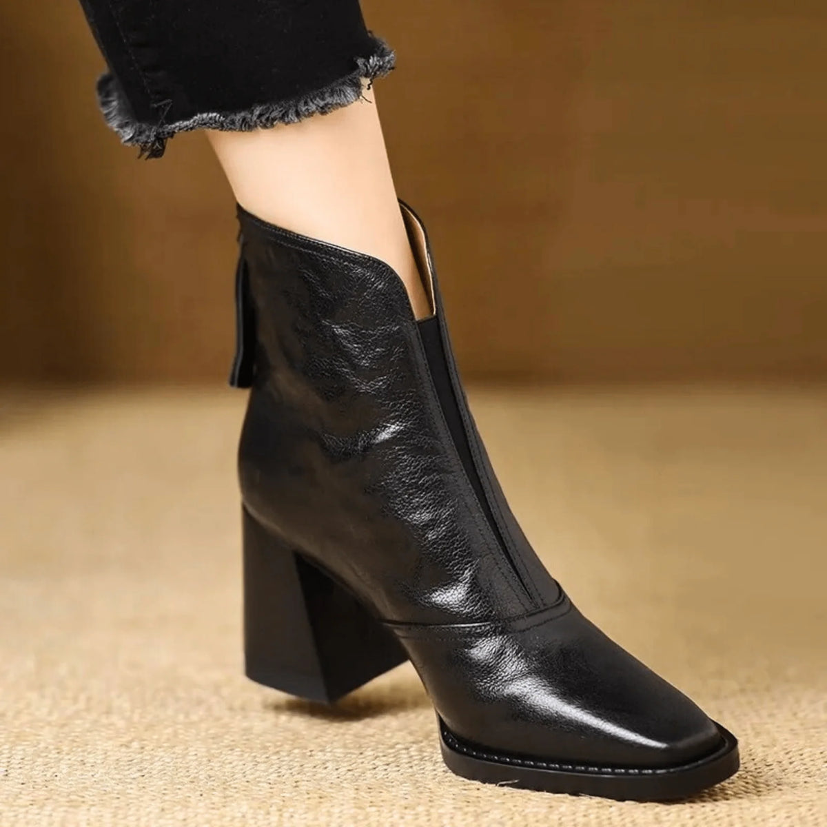 Helena™ | Botas De Cano Curto De Luxo Com Salto Médio