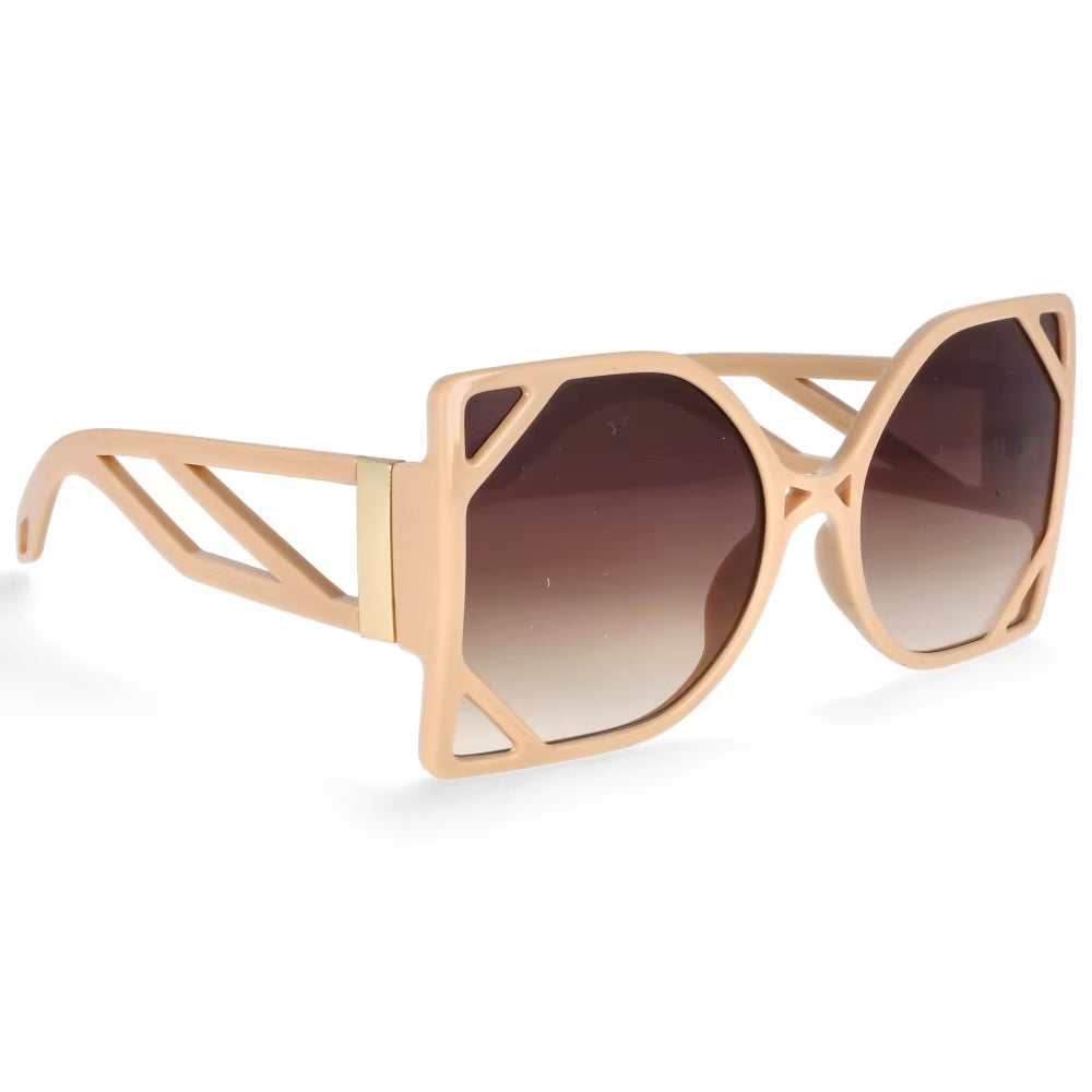 49127 Fashion Big Frame Square Luxury Brand Sunglasses Women Hollow Oversized Shades UV400 Vintage Glasses