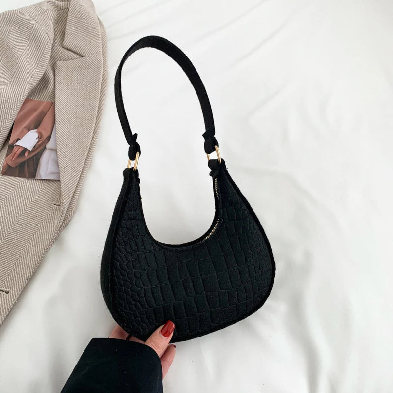 (.) Women Top-handle Bags Autumn Winter Fashion Bag New Fashion Shoulder Bag Portable Women's Bag Bolso Mujer Handbags Felt