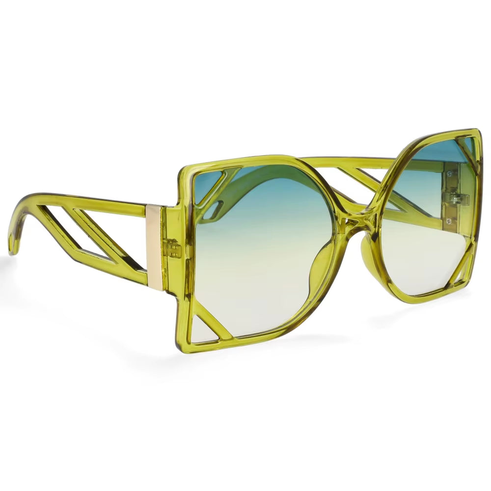 49127 Fashion Big Frame Square Luxury Brand Sunglasses Women Hollow Oversized Shades UV400 Vintage Glasses