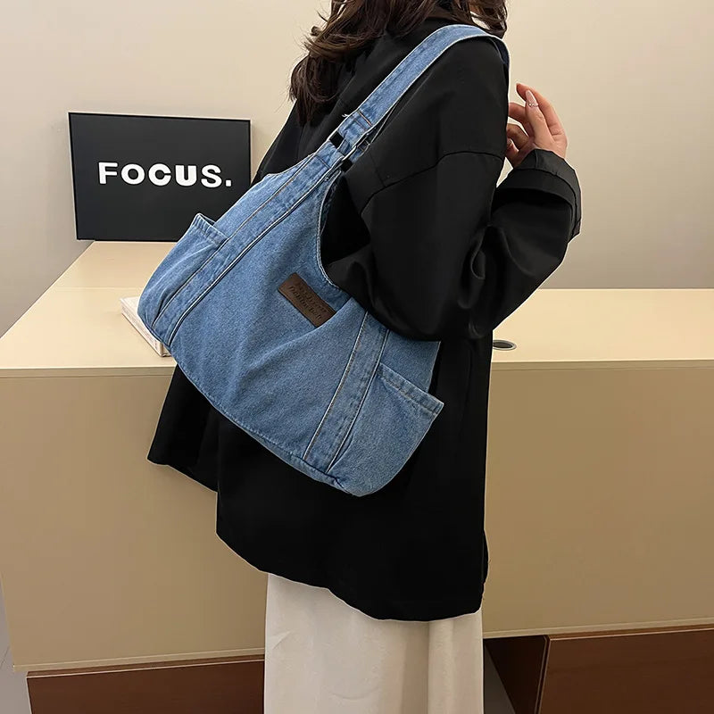 Cowboy Canvas Tote Bag for Women Shoulder Bags Shopping Bag Class Bags for Girl Casual Fashion Designer Bag Bolso Marca Lujo Sac