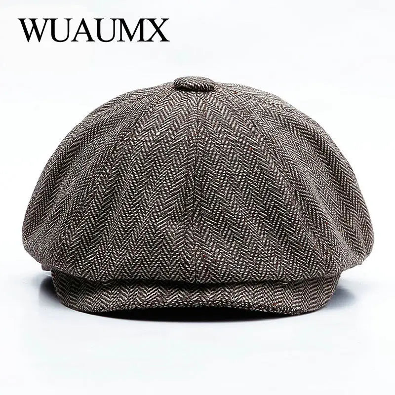 Unisex Autumn Winter Newsboy Caps Men and Women Warm Tweed Octagonal Hat for Male Detective Hats Retro Flat Caps Chapeau