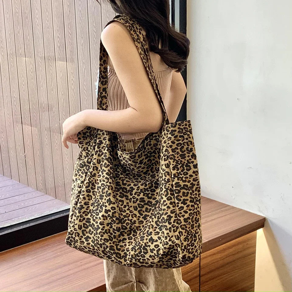 High Quality Large Capacity Canvas Hasp Women's Tote Bags 2025 on Sale brand Leopard Print Female Shoulder Bags Bolso Mujer