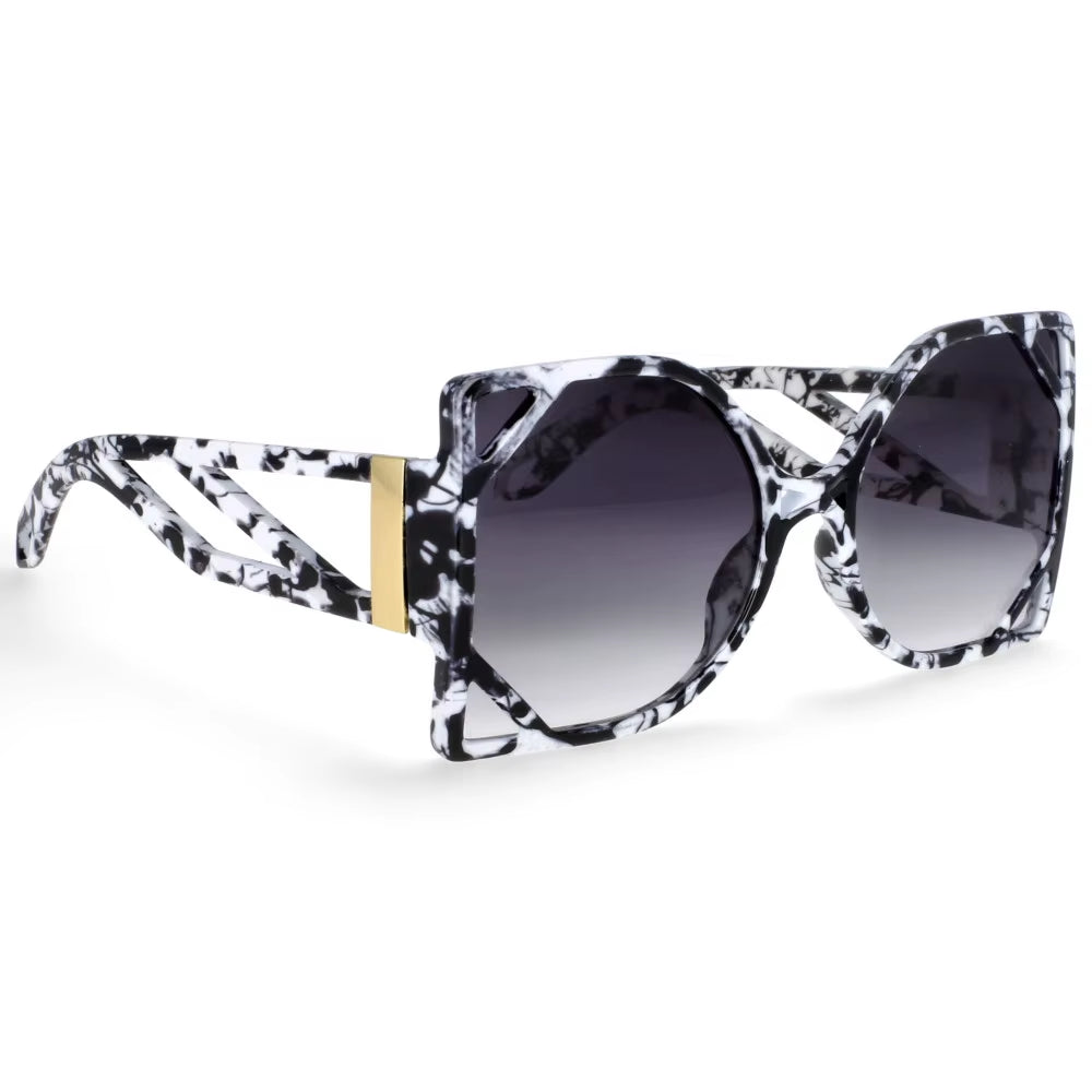 49127 Fashion Big Frame Square Luxury Brand Sunglasses Women Hollow Oversized Shades UV400 Vintage Glasses