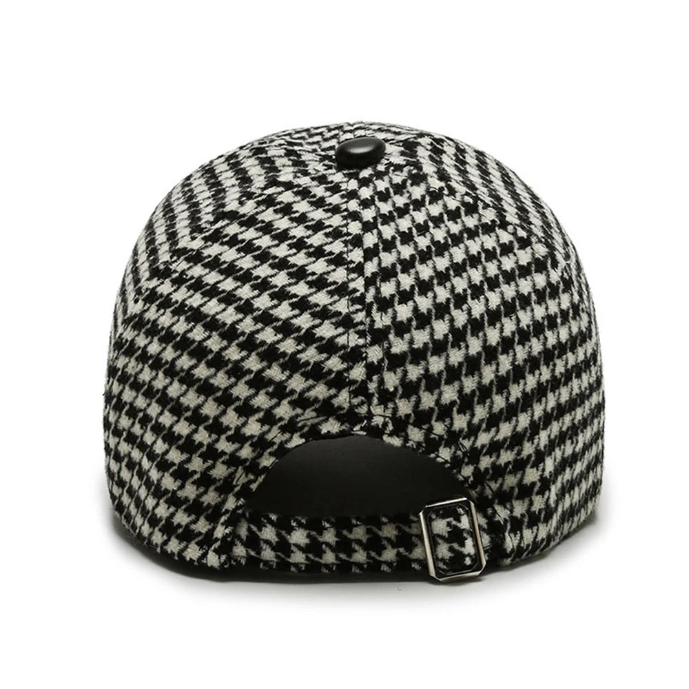 Luxury Brown British Plaid Baseball Caps for Men Vintage Houndstooth Women Hat Winter Street Trucker Cap Casuqettes Hommes