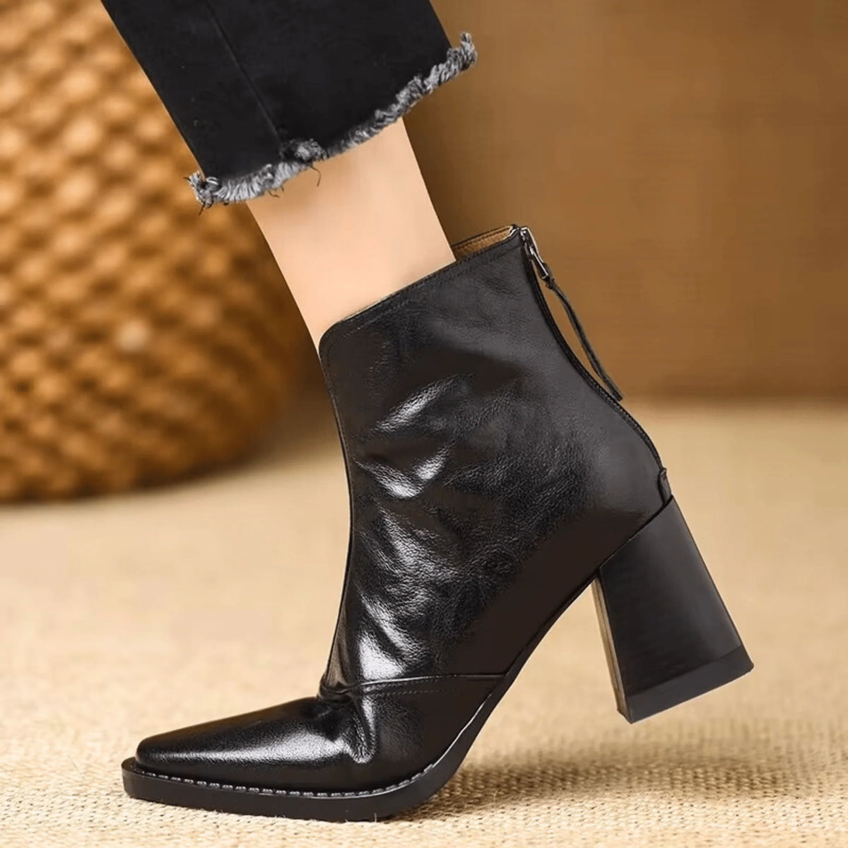Helena™ | Botas De Cano Curto De Luxo Com Salto Médio