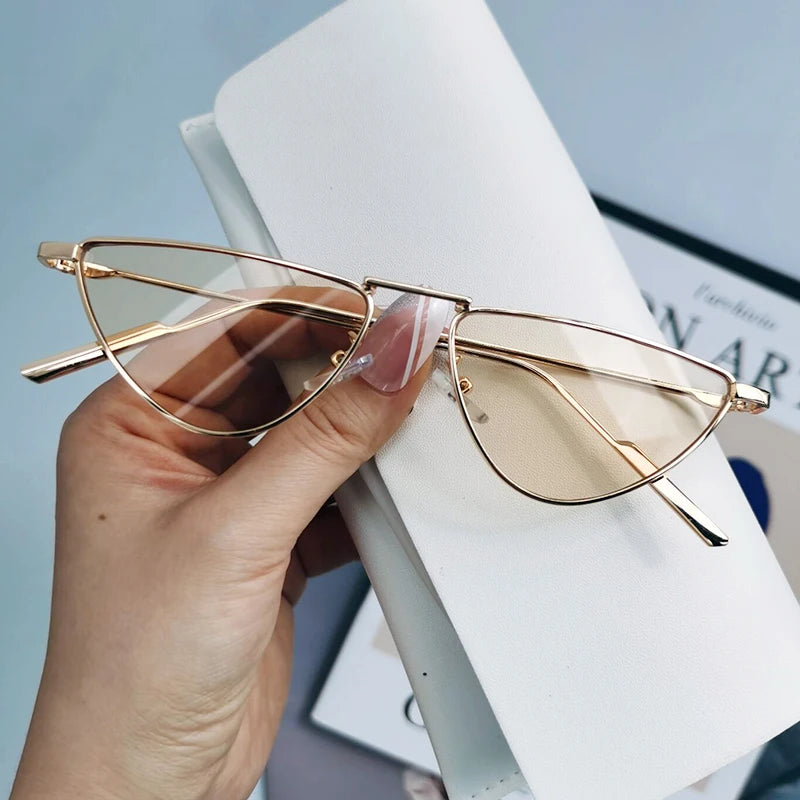 Cat Eye Sunglasses Luxury Brand Design Women Metal Triangle Sun Glasses Fashion Lady Shades UV400 Eyewear Oculos Gafas De Sol