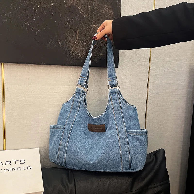 Cowboy Canvas Tote Bag for Women Shoulder Bags Shopping Bag Class Bags for Girl Casual Fashion Designer Bag Bolso Marca Lujo Sac