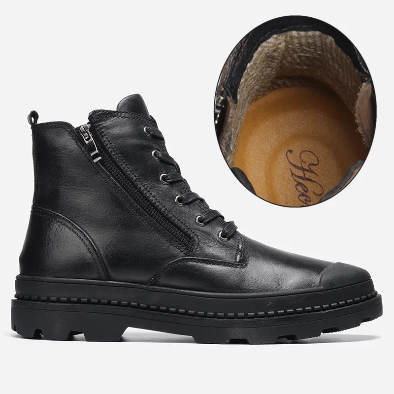 Natural Cow Leather Men Boots Top Quality Handmade Retro Men Boots Genuine Leather Men Boots #CX9550