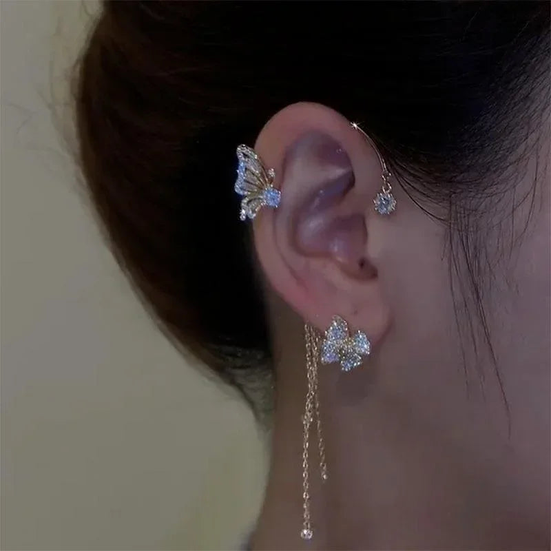New Butterfly Earrings Without Perforations Sweet Student Jewelry French Simple Accessories For Women Fashion Festival Gifts