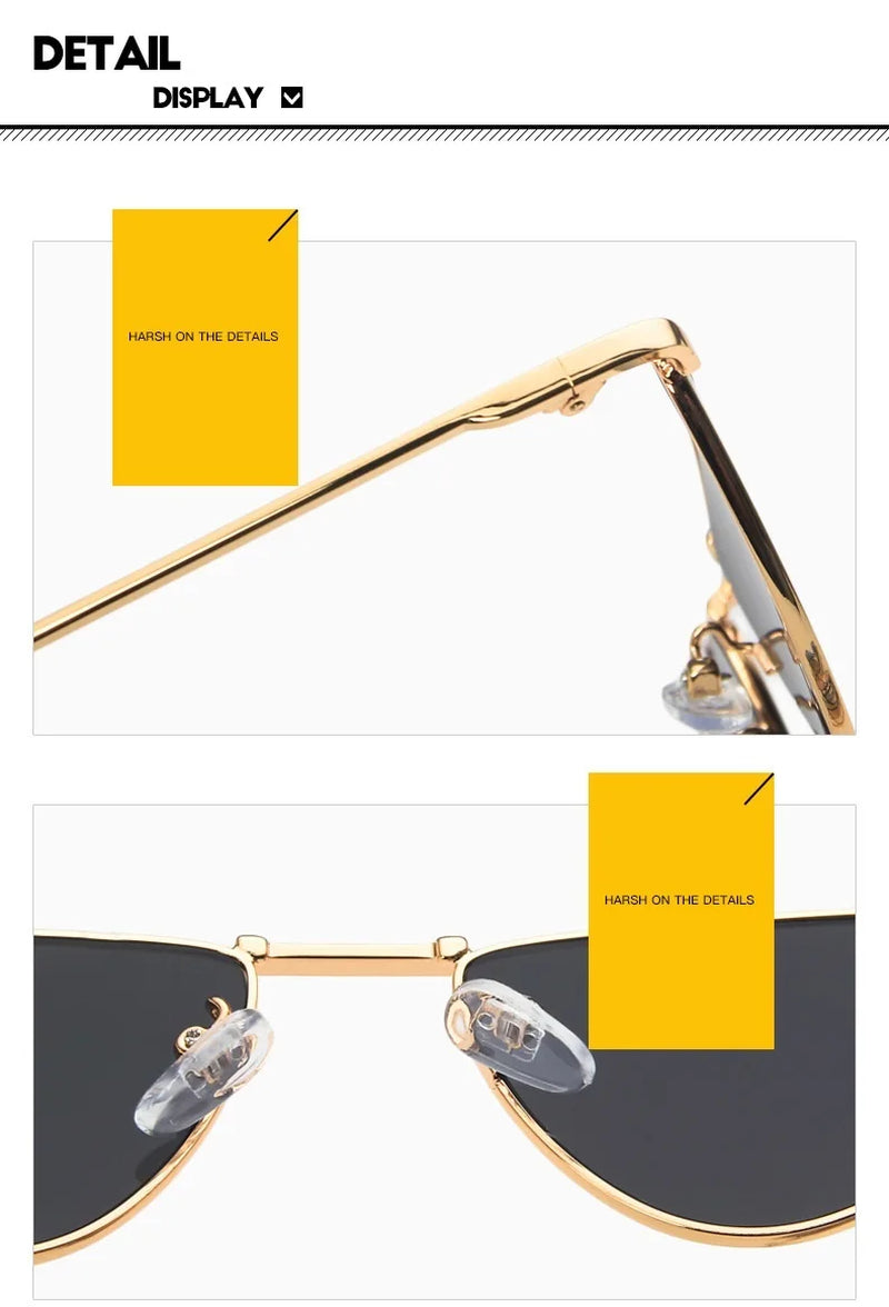 Cat Eye Sunglasses Luxury Brand Design Women Metal Triangle Sun Glasses Fashion Lady Shades UV400 Eyewear Oculos Gafas De Sol