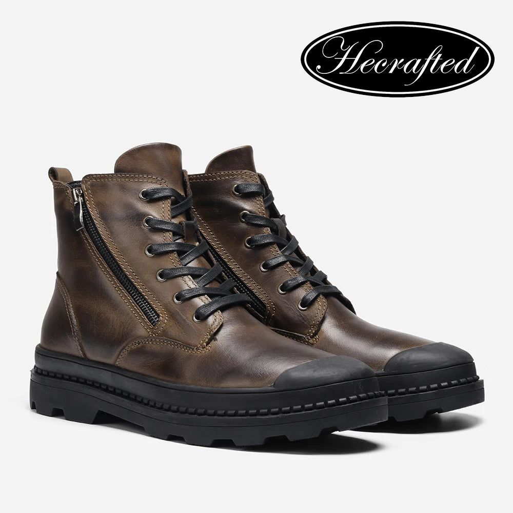 Natural Cow Leather Men Boots Top Quality Handmade Retro Men Boots Genuine Leather Men Boots #CX9550