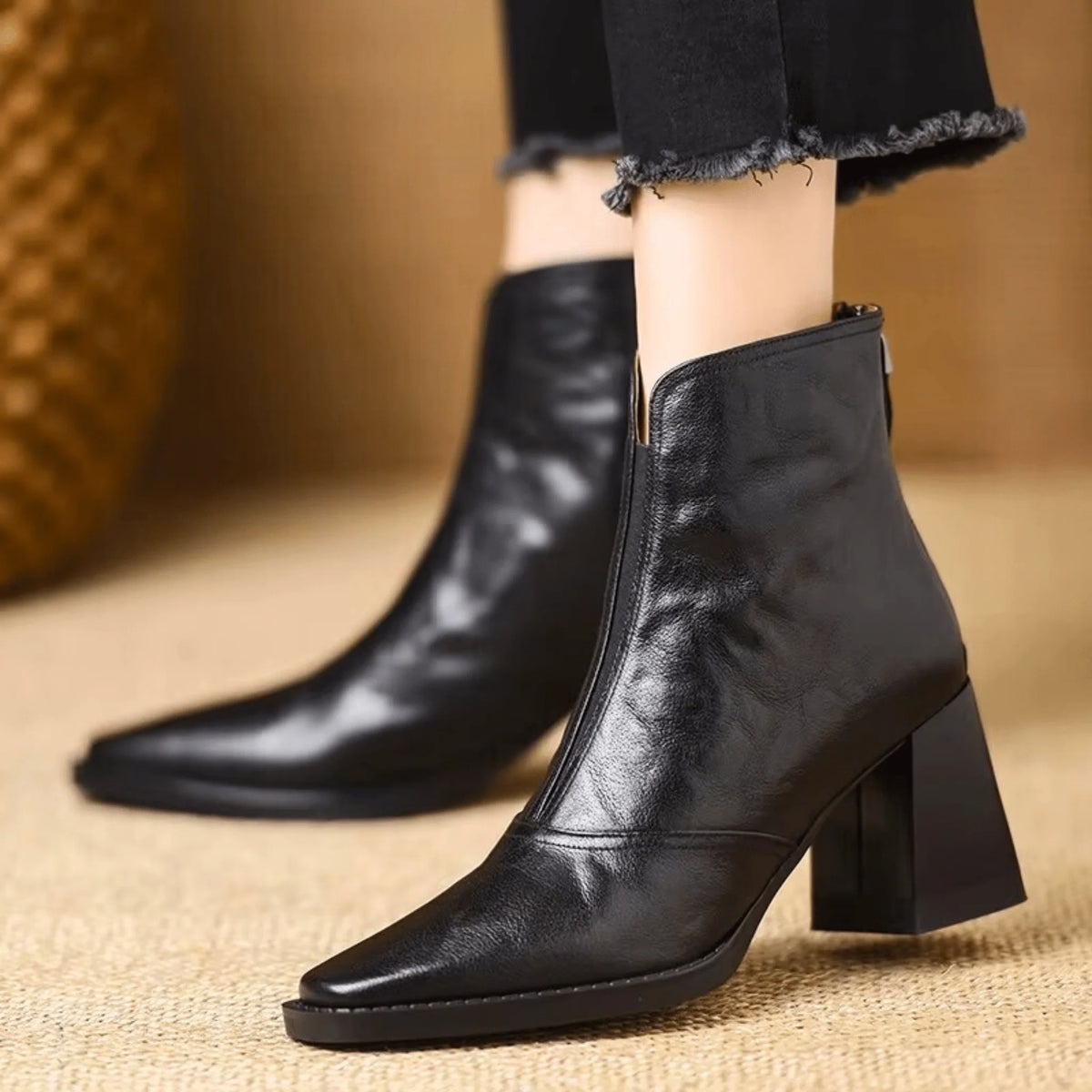 Helena™ | Botas De Cano Curto De Luxo Com Salto Médio