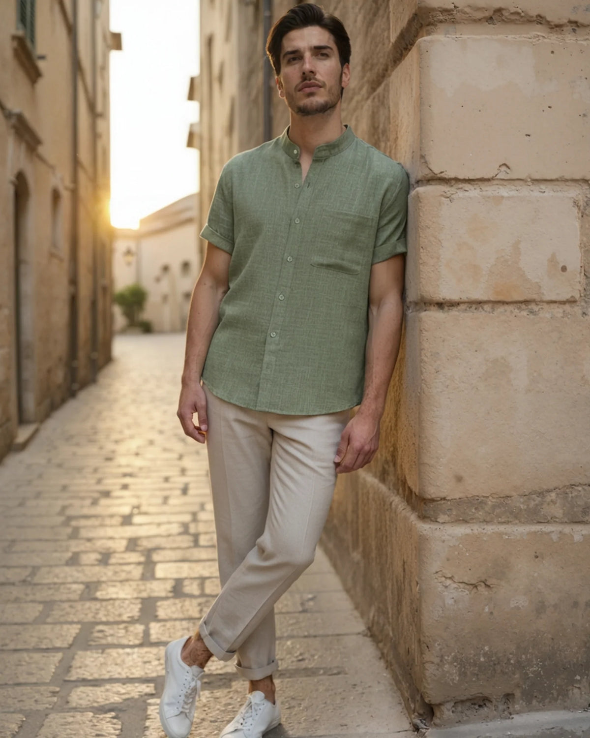 CAMISA LINHO MONACO SAGE