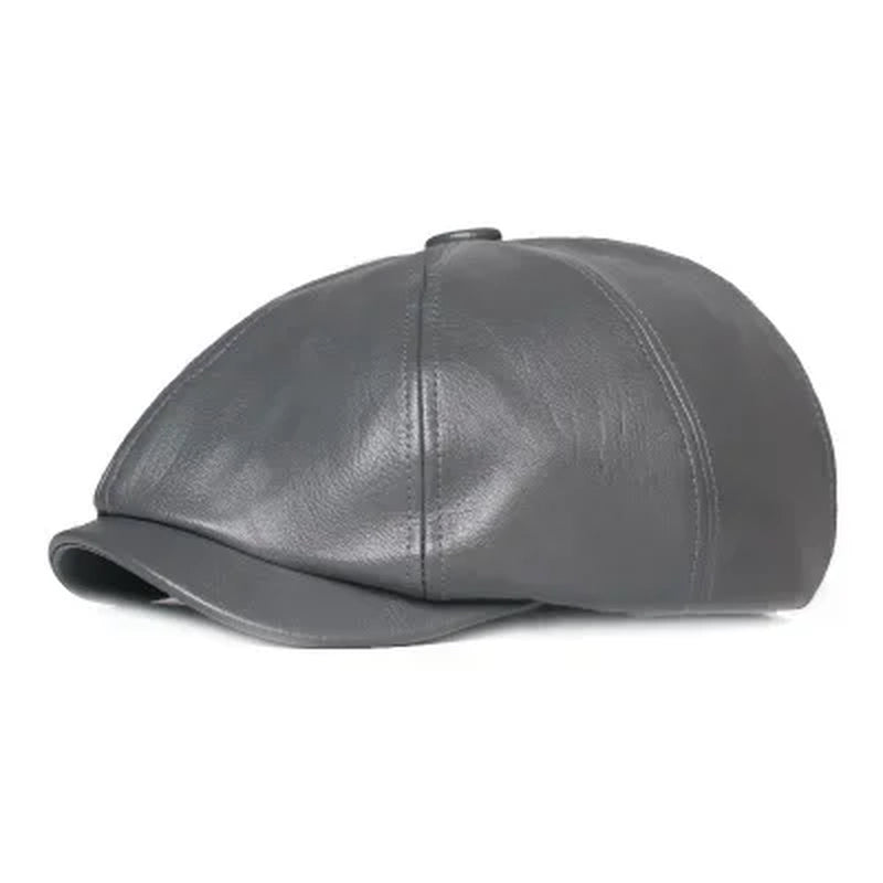 Retro Octagonal Leather Hat Autumn Men'S Beret Elegant Fashion Cap Snapback Caps for Men Women