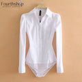 Elegant Bodysuits Female Fashion 2026 Long Sleeve Body Shirts Women Formal Office Lady White Blouses Work Rompers Clothes Outfit