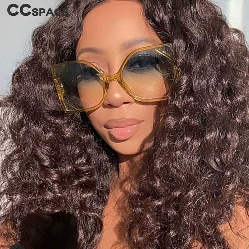 49127 Fashion Big Frame Square Luxury Brand Sunglasses Women Hollow Oversized Shades UV400 Vintage Glasses