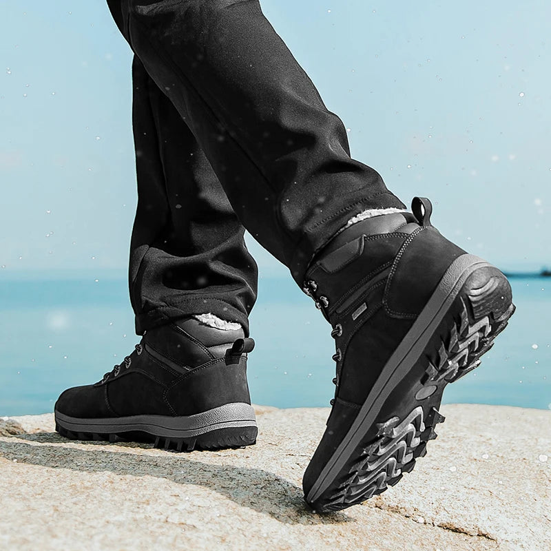 Winter Waterproof Men Boots Plush Super Warm Snow Boots for Men Sneakers Big Size 48 Men Ankle Boots Outdoor Shoes Botas Hombre