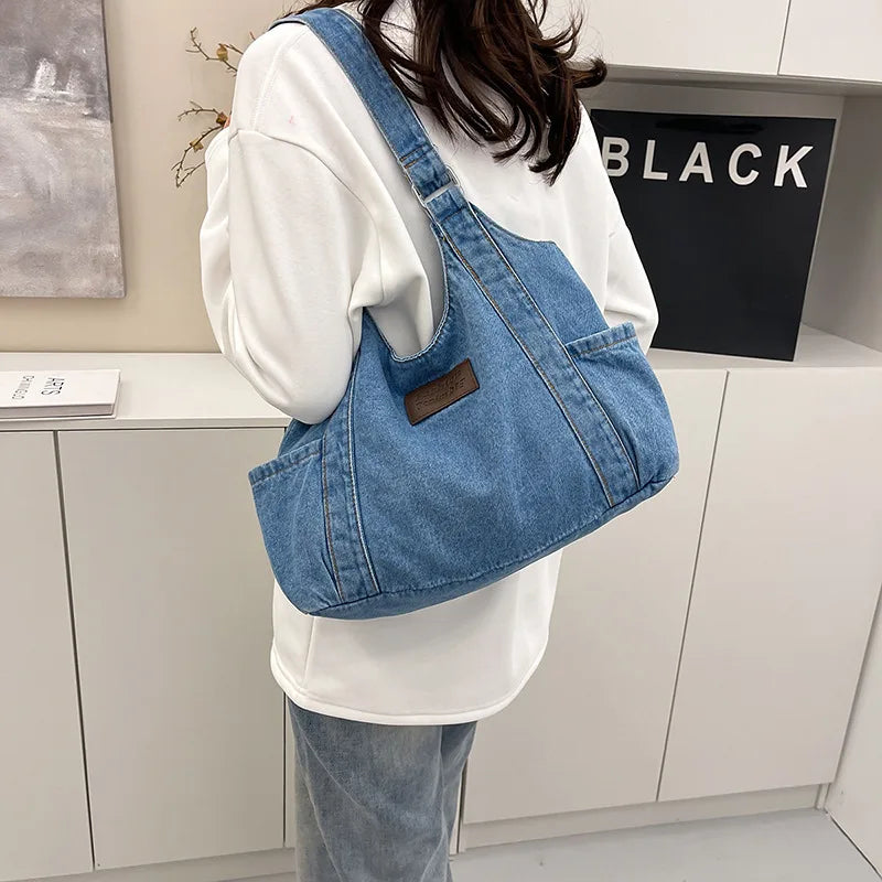 Cowboy Canvas Tote Bag for Women Shoulder Bags Shopping Bag Class Bags for Girl Casual Fashion Designer Bag Bolso Marca Lujo Sac
