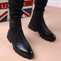 Italian Brand Designer Mens Leisure Cowboy Boots Natural Leather Platform Shoes Black Autumn Winter Ankle Boot Short Botas Male