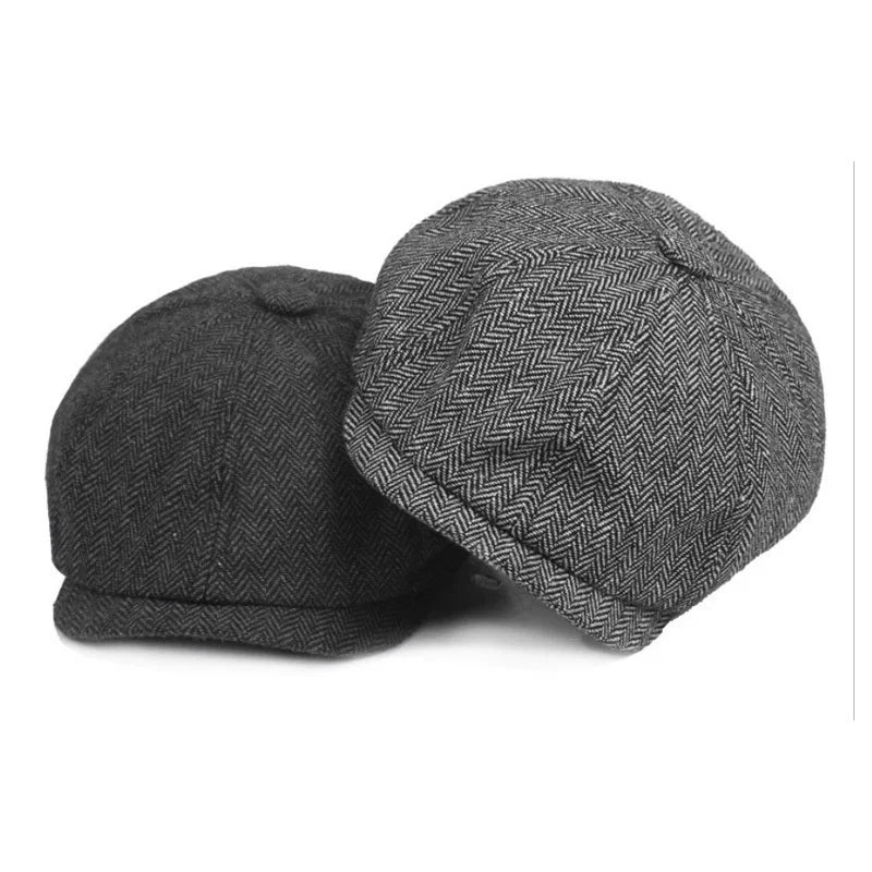 Wool Caps Men Herringbone Flat Caps Gatsby Cap Woolen Driving Hats Vintage Inspired Hat Winter Peaky Blinders